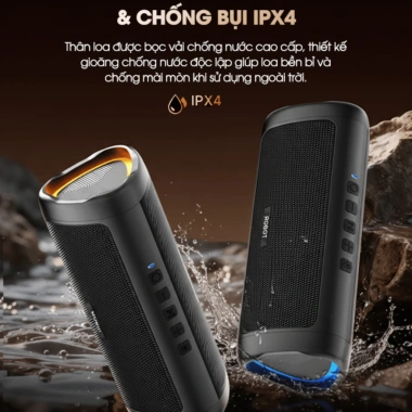 Loa Bluetooth 5.3 RB525 10W Bass, LED RGB, Kháng Nước, Thẻ Nhớ + AUX - 349k