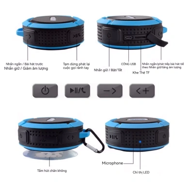 Loa Bluetooth C6 cầm tay không dây, cốc hút chống thấm, bass mini, hộp âm thể thao ngoài trời - Giá chỉ 93.000 VND 7