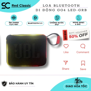 Loa Bluetooth di động Go4 LED RGB đổi màu, Bluetooth 5.3, chống nước IP6, bass mạnh, 4-5h phát nhạc, giảm giá 200.000₫