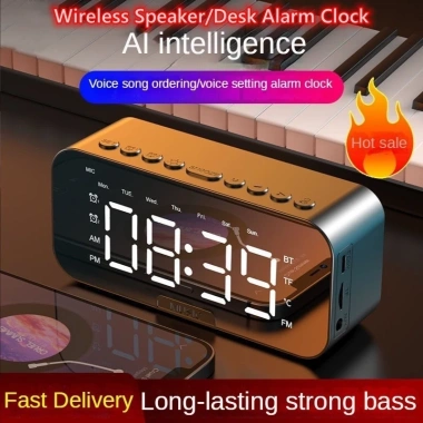 Loa Bluetooth HQAi SK2 LED Gương - Đồng Hồ Báo Thức Hi‑Fi Di Động, Thể Thao, FM, 179.300₫