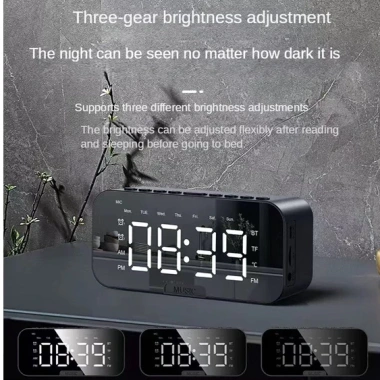Loa Bluetooth HQAi SK2 LED Gương - Đồng Hồ Báo Thức Hi‑Fi Di Động, Thể Thao, FM, 179.300₫