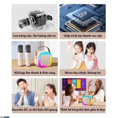 Loa Bluetooth K12 kèm 2 micro không dây – Karaoke tại nhà, bass chuẩn, chỉ 329.000₫