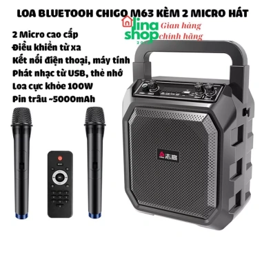 Loa Bluetooth Karaoke Công Suất Lớn Chigo M63 Xách Tay, Bảo Hành 12 Tháng, Giá 459k