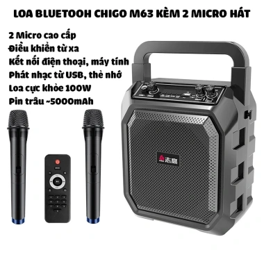 Loa Bluetooth Karaoke Công Suất Lớn Chigo M63 Xách Tay, Bảo Hành 12 Tháng, Giá 459k