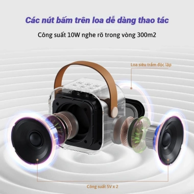 Loa Bluetooth Karaoke Mini K12 10W, mic không dây, đèn lồng thời trang, di động, giá 148.000₫ 5 Loa Bluetooth Karaoke Mini K12 10W, mic không dây, đèn lồng thời trang, di động, giá 148.000₫ 5