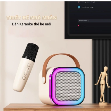 Loa Bluetooth Karaoke Mini K12 10W, mic không dây, đèn lồng thời trang, di động, giá 148.000₫