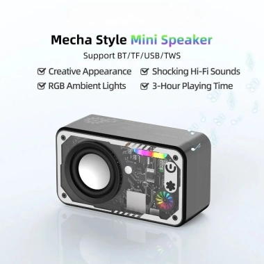 Loa Bluetooth không dây LED RGB 5W – Âm thanh 360°, chống nước, AUX & thẻ nhớ, bass mạnh