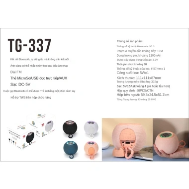 Loa Bluetooth Không Dây TG337 - Âm Siêu Trầm, Chất Lượng Cao, Giá Giảm 341.000₫ 3