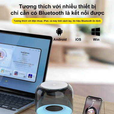 Loa Bluetooth Mini Bass 2.200mAh TWS Trắng - Âm thanh mạnh, di động ký túc xá ngoài trời