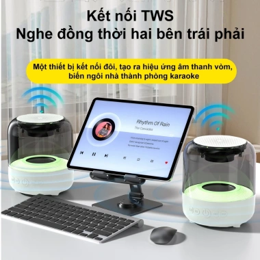 Loa Bluetooth Mini Bass 2.200mAh TWS Trắng - Âm thanh mạnh, di động ký túc xá ngoài trời