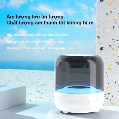 Loa Bluetooth Mini Bass 2.200mAh TWS Trắng - Âm thanh mạnh, di động ký túc xá ngoài trời