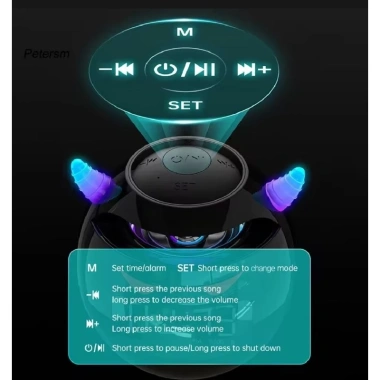 Loa Bluetooth Mini Đèn LED, Đồng Hồ Báo Thức Kỹ Thuật Số Hình Quả Cầu - Không Dây, Giá 88.088 VND 3