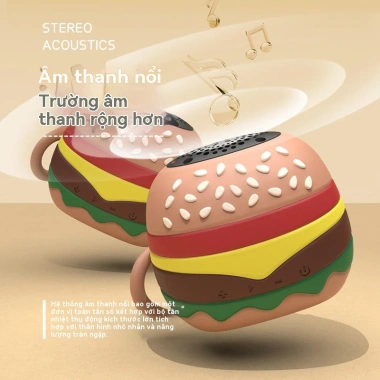 Loa Bluetooth Mini Hamburger Cartoon – Âm thanh không dây, không thấm nước, cắm thẻ, giá 179.000₫