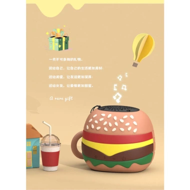 Loa Bluetooth Mini Hamburger Cartoon – Âm thanh không dây, không thấm nước, cắm thẻ, giá 179.000₫