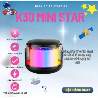 Loa Bluetooth Mini K30 Star - Âm Thanh Vòm 360°, LED RDG Full Màu Sắc Rực Rỡ, Giá 69.300 VND 8