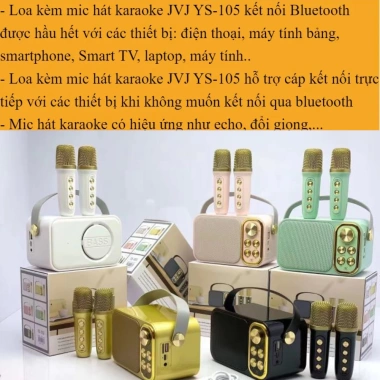 Loa Bluetooth Mini Karaoke kèm micro YS-105 & YS-103 - Âm thanh cực hay, bass mạnh, chính hãng giá 396.000₫