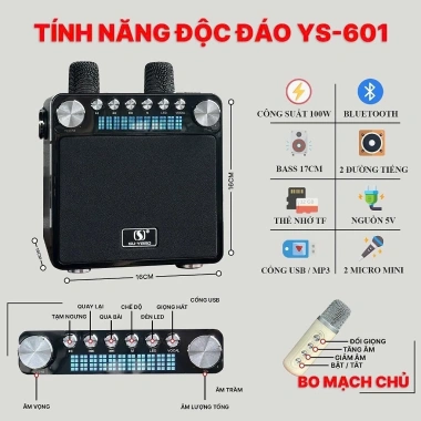 Loa Bluetooth Mini Karaoke SU-YOSD YS-601 2 micro Bass ấm Thiết kế đẹp Giá 395.000₫