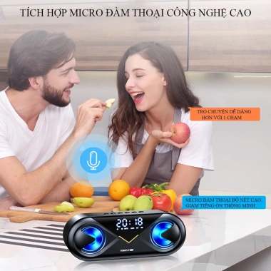 Loa Bluetooth Mini Không Dây Đa Năng, Loa Kép Bass, Thẻ Nhớ, Báo Thức, Màn Hình LED Full HD - BH 2 Năm 5