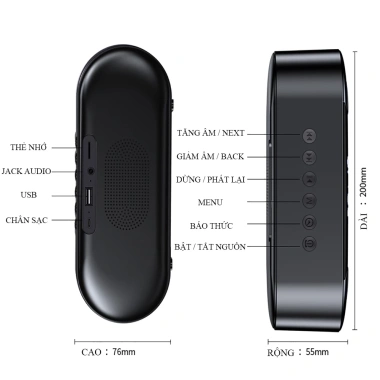 Loa Bluetooth Mini Không Dây Đa Năng, Loa Kép Bass, Thẻ Nhớ, Báo Thức, Màn Hình LED Full HD - BH 2 Năm 7