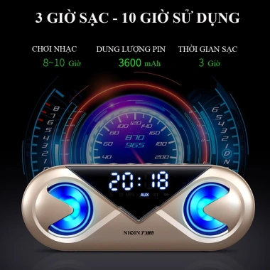 Loa Bluetooth Mini Không Dây Đa Năng, Loa Kép Bass, Thẻ Nhớ, Báo Thức, Màn Hình LED Full HD - BH 2 Năm 8