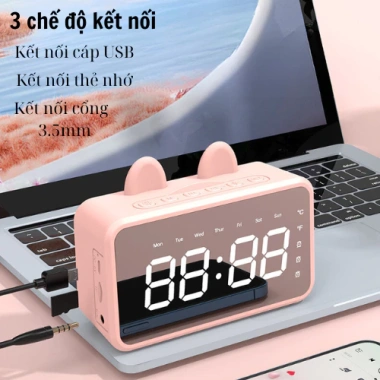 Loa Bluetooth Mini Tai Thỏ – Đồng Hồ Báo Thức, Đỡ Điện Thoại, Bàn Làm Việc – 166.666 VND 5