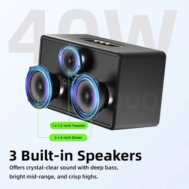 Loa Bluetooth retro GOOJODOQ 3 chế độ, âm trầm/bổng, 2 micro không dây, 1,390,000₫ 2