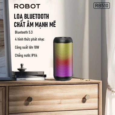 Loa Bluetooth ROBOT RB510 10W Bass Lớn Đèn LED RGB Chống Nước Thẻ Nhớ USB AUX 7