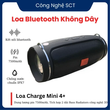 Loa Bluetooth Siêu Bass Mini Charge 4+ IPX7: âm thanh HiFi, bass ấm mạnh, pin 6‑8h, chỉ 117k 7 Loa Bluetooth Siêu Bass Mini Charge 4+ IPX7: âm thanh HiFi, bass ấm mạnh, pin 6‑8h, chỉ 117k 7