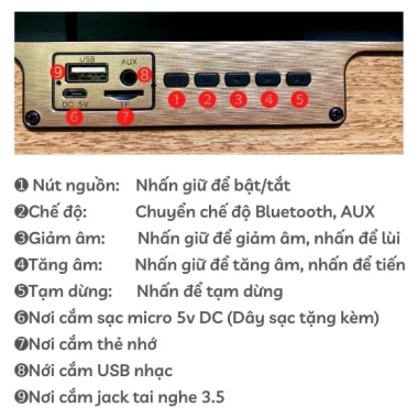 Loa Bluetooth XM5 Mini vỏ gỗ, kèm giá đỡ, âm thanh bass trầm mạnh, pin dung lượng lớn, bảo hành 6 tháng 225.000 VND 8
