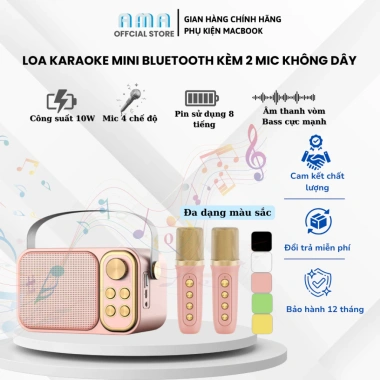 Loa Karaoke Bluetooth 2 Mic không dây, âm vòm, kết nối ĐT/PC/TV - 390.000₫