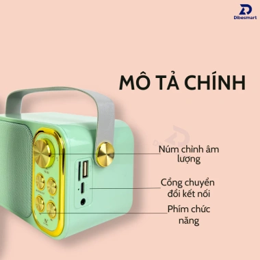 Loa Karaoke Bluetooth YS-105 DIBESMART 10W Âm thanh siêu hay, 2 micro không dây, thiết kế nhỏ gọn, chỉ 435.000đ 7
