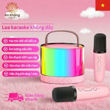 Loa không dây Mini Bluetooth Karaoke trẻ em 2 micrô Đèn LED – Giá chỉ 299.000đ 7