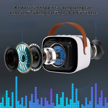 Loa micro Bluetooth karaoke mini K1-LAMJAD - âm thanh siêu hay, thiết kế sang trọng, giá ưu đãi 122.500₫