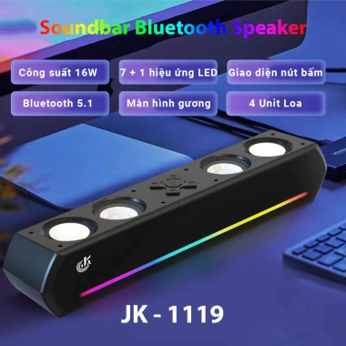 Loa Soundbar Gaming Bluetooth JK-1.119 – Bass mạnh, LED RGB nháy theo nhạc, pin 4‑8h, 261k