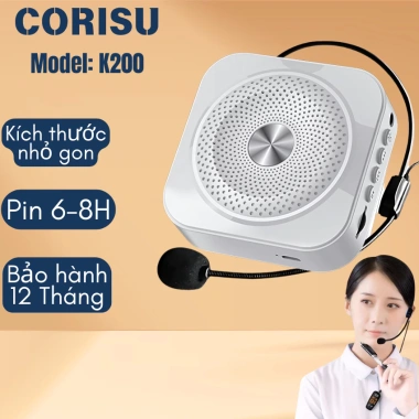 Loa trợ giảng Corisu K200 pin siêu trâu, Bluetooth, mic dây chống hú, BH 12 tháng - Giá 334.000₫