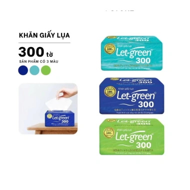 Lốc 03 gói khăn giấy lụa Let-green 300 tờ - Giấy xuất khẩu, chỉ 85.000 VND
