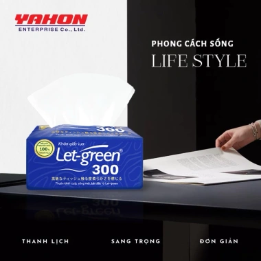 Lốc 03 gói khăn giấy lụa Let-green 300 tờ - Giấy xuất khẩu, chỉ 85.000 VND