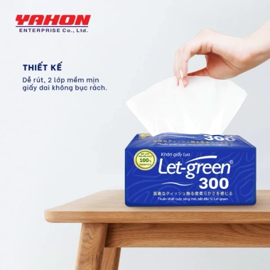 Lốc 03 gói khăn giấy lụa Let-green 300 tờ - Giấy xuất khẩu, chỉ 85.000 VND