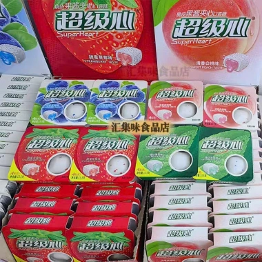 Lốc 30VỈ X13,5GAM - Kẹo cao su Super Heart nhân mứt trái cây, nhiều vị mát lạnh, thơm miệng, giá chỉ 45.999 VND