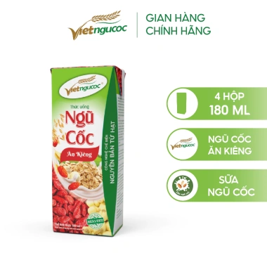 Lốc 4 Hộp Sữa Ngũ Cốc Ăn Kiêng VIỆT NGŨ CỐC Uống Liền - Giảm Cân, Thích Hợp Người Ăn Kiêng, 180ml/Hộp