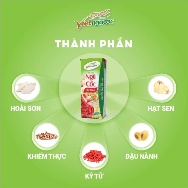 Lốc 4 Hộp Sữa Ngũ Cốc Ăn Kiêng VIỆT NGŨ CỐC Uống Liền - Giảm Cân, Thích Hợp Người Ăn Kiêng, 180ml/Hộp