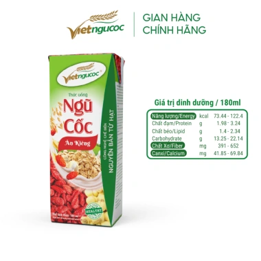 Lốc 4 Hộp Sữa Ngũ Cốc Ăn Kiêng VIỆT NGŨ CỐC Uống Liền - Giảm Cân, Thích Hợp Người Ăn Kiêng, 180ml/Hộp 3 Lốc 4 Hộp Sữa Ngũ Cốc Ăn Kiêng VIỆT NGŨ CỐC Uống Liền - Giảm Cân, Thích Hợp Người Ăn Kiêng, 180ml/Hộp 3