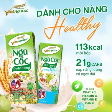 Lốc 4 Hộp Sữa Ngũ Cốc Ăn Kiêng VIỆT NGŨ CỐC Uống Liền - Giảm Cân, Thích Hợp Người Ăn Kiêng, 180ml/Hộp