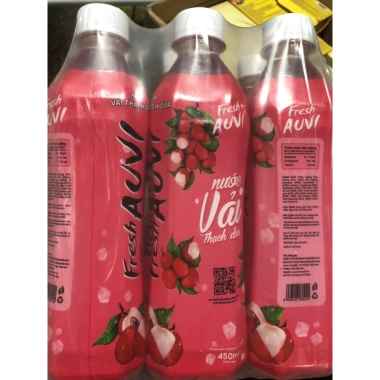 Lốc 6 chai Nước trái cây Auvi vị vải 450ml - Giá chỉ 59.957đ, giảm tới 22%