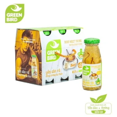 Lốc 6 chai Yến sào và Đông trùng hạ thảo Green Bird 185ml - Giá chỉ 160.000₫