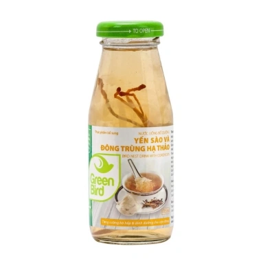 Lốc 6 chai Yến sào và Đông trùng hạ thảo Green Bird 185ml - Giá chỉ 160.000₫