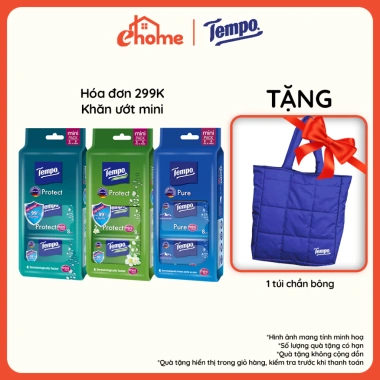 Lốc 6 gói Khăn ướt Mini Tempo Protect Đức - Diệt khuẩn 99% Ngăn ngừa vi khuẩn, Giá chỉ 57.340₫