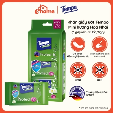 Lốc 6 gói Khăn ướt Mini Tempo Protect Đức - Diệt khuẩn 99% Ngăn ngừa vi khuẩn, Giá chỉ 57.340₫ 3