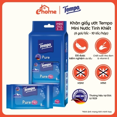Lốc 6 gói Khăn ướt Mini Tempo Protect Đức - Diệt khuẩn 99% Ngăn ngừa vi khuẩn, Giá chỉ 57.340₫ 4