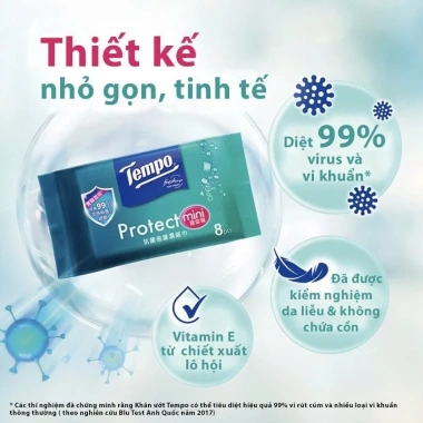 Lốc 6 gói Khăn ướt Mini Tempo Protect Đức - Diệt khuẩn 99% Ngăn ngừa vi khuẩn, Giá chỉ 57.340₫ 5